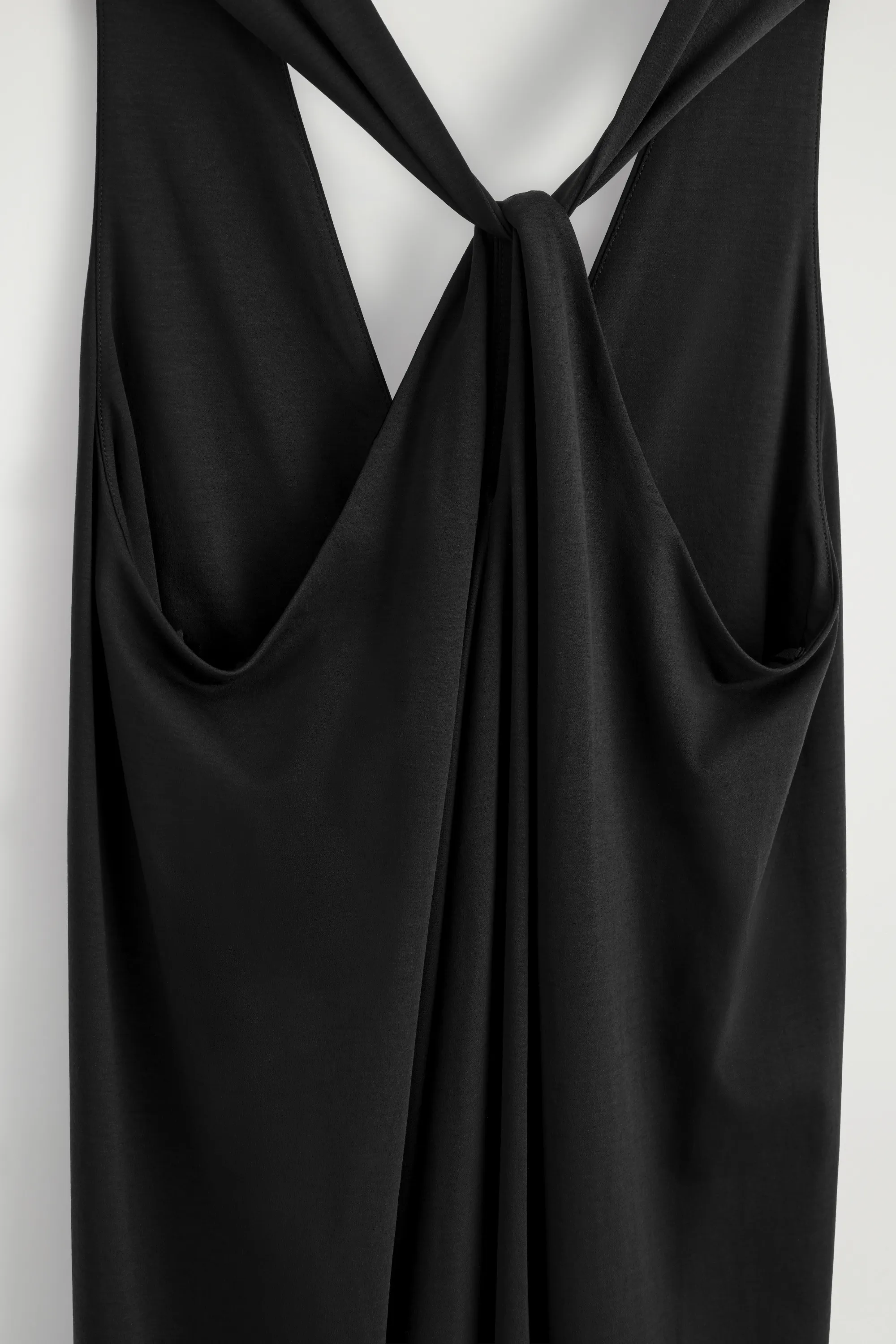 ROBE MIDI EN JERSEY À DOS TORSADÉ - NOIR