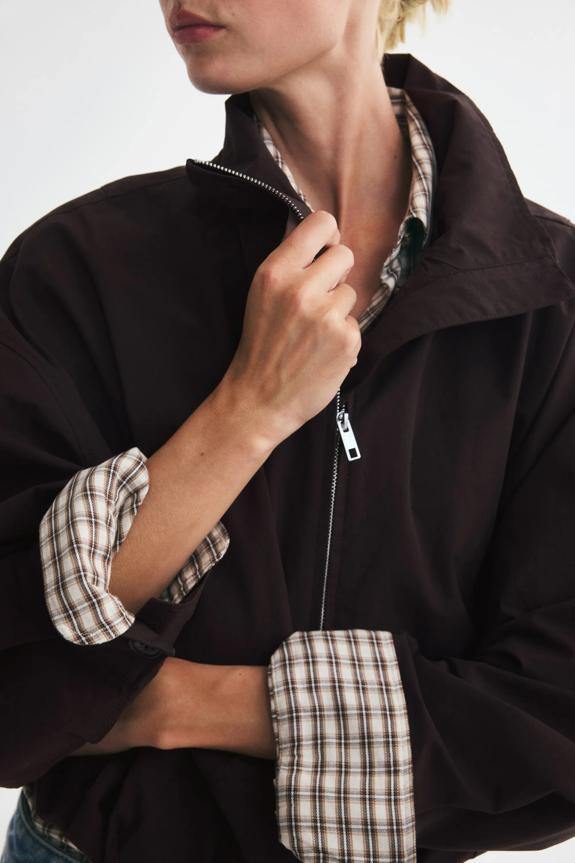 Veste oversize avec base à effet boule - Marron foncé
