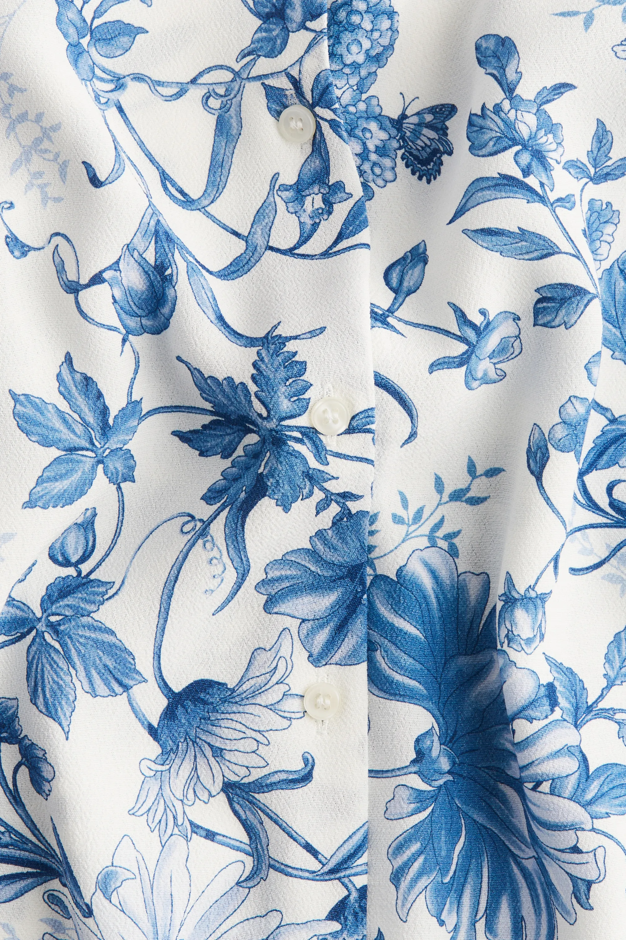 Chemise en crêpe - Blanc/bleu/fleuri