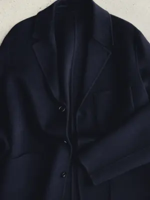Blazer en laine double face - Bleu foncé — photo 4