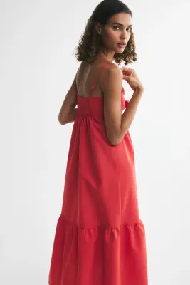 Robe à étages avec détail à nouer - Rouge — photo 2