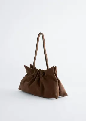 Sac porté épaule froncé en cuir - Marron Clair — photo 2