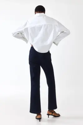 Flared High Waist Ankle Jeans - Bleu denim foncé — photo 2