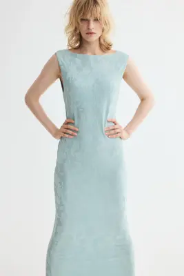 Robe en jersey jacquard avec dos bénitier - Turquoise clair — photo 1