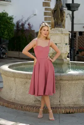 Bardot Linen Dress - Dusty rose — photo 3