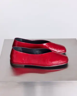 Ballerines Elise vernis froissé rouge — photo 1