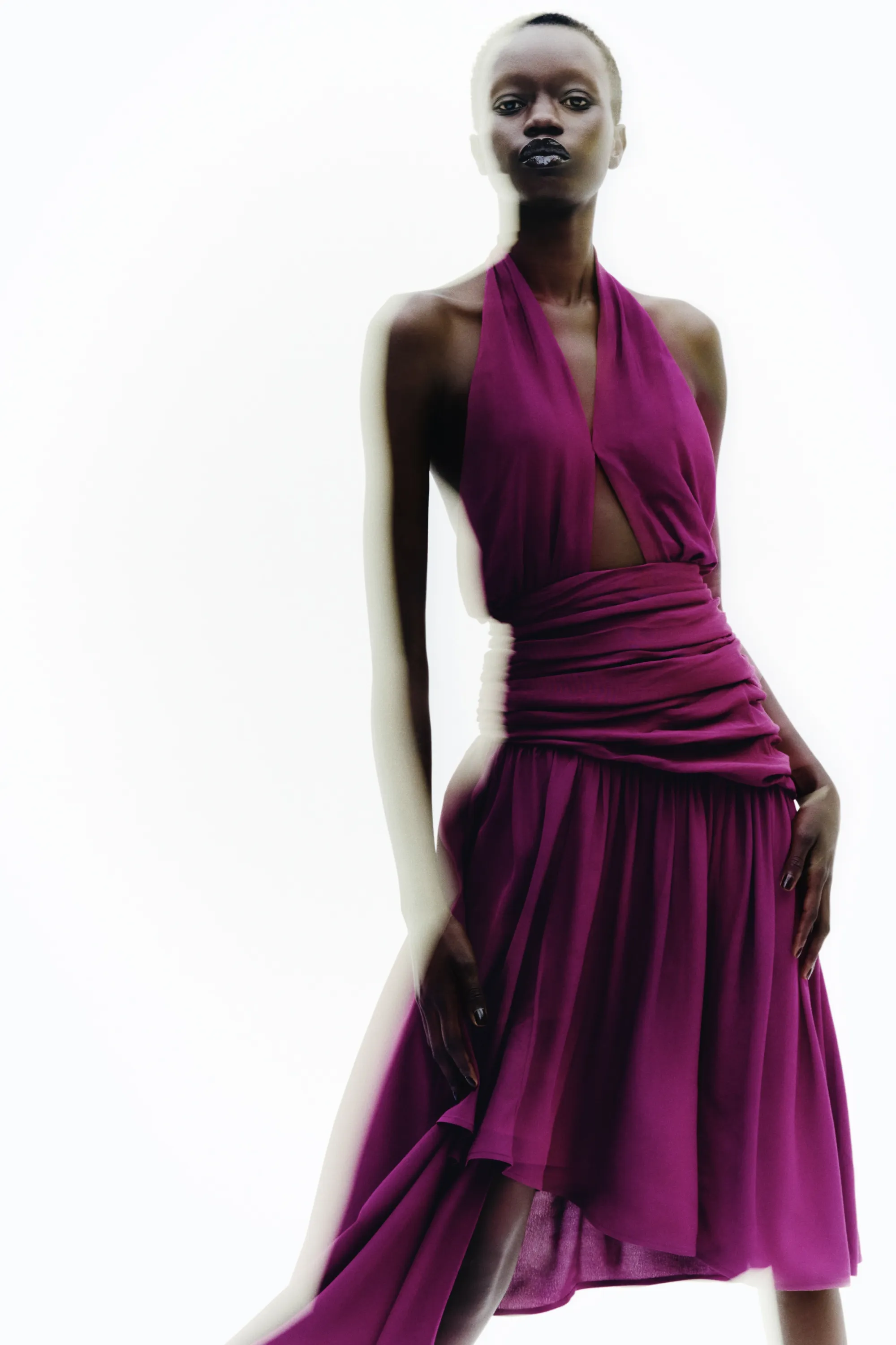 Robe asymétrique avec dos nu - Violet foncé