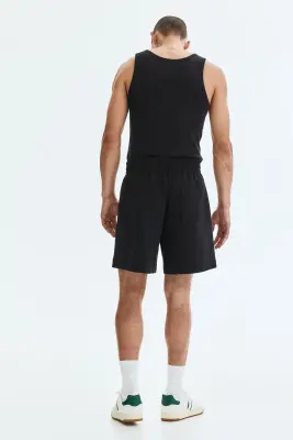 Short Relaxed Fit en interlock - Noir — photo 1