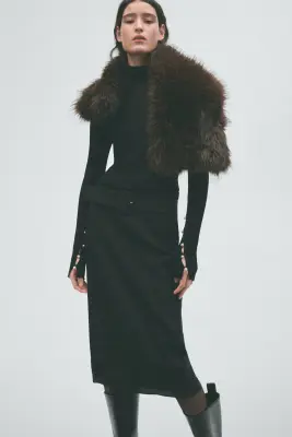 Top en maille côtelée avec détails boutonnés - Noir — photo 1