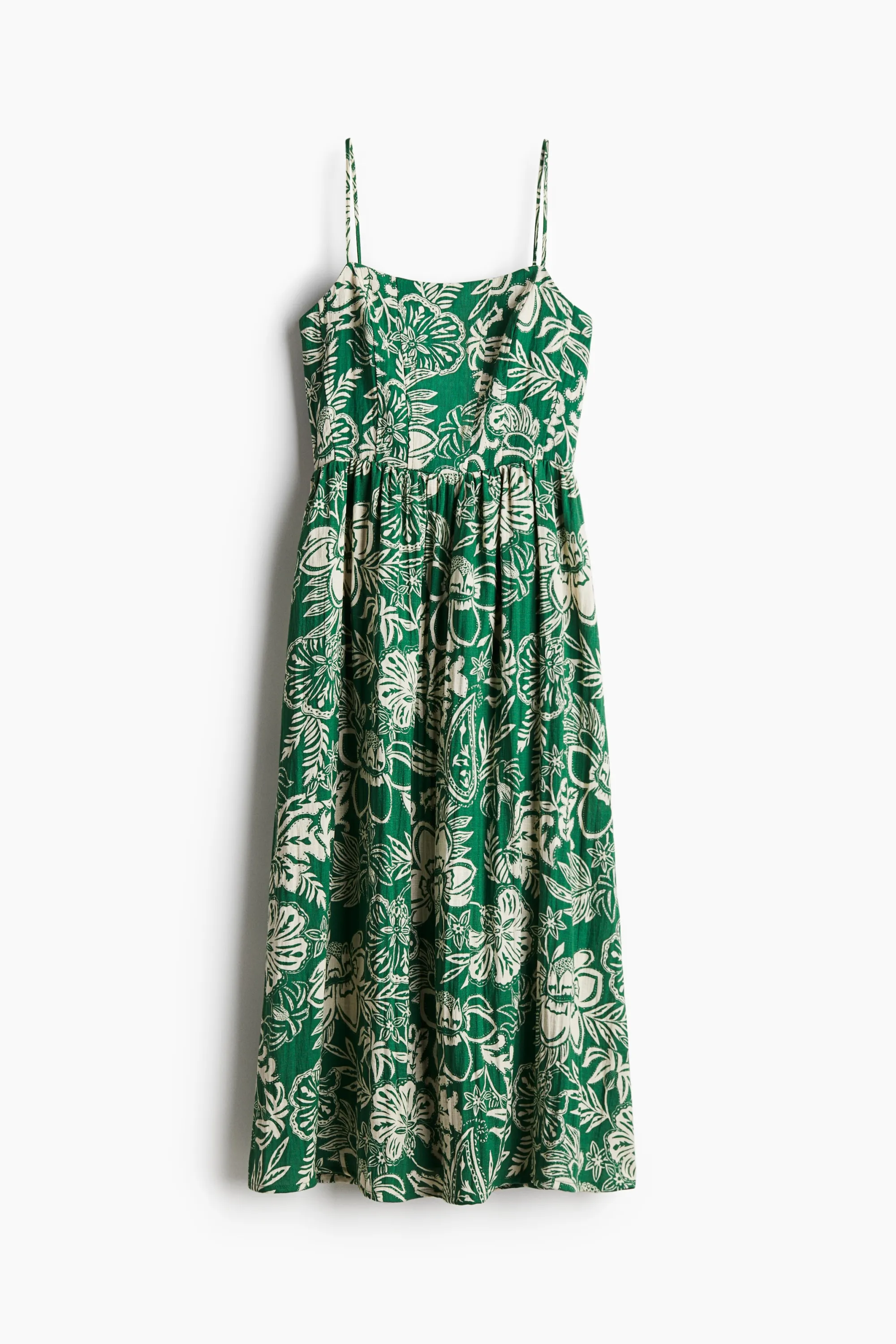 Robe midi à bretelles fines - Vert/motif