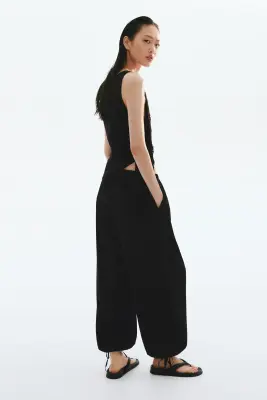 Pantalon ballon à cordon - Noir — photo 3