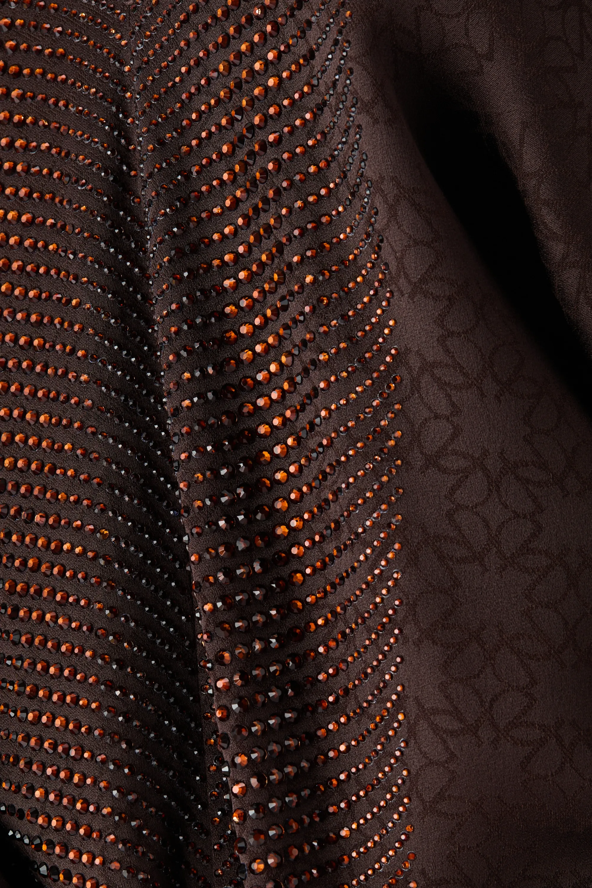 Robe caftan ornementée en tissu jacquard - Marron foncé