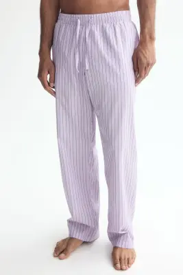 Pantalon Relaxed Fit en popeline - Violet clair/rayé — photo 2
