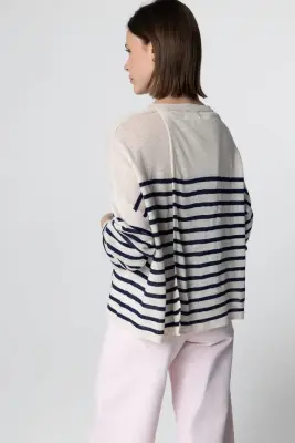 Pull Blue Moon Rayé Col Rond Manches Longues en Lin — photo 4