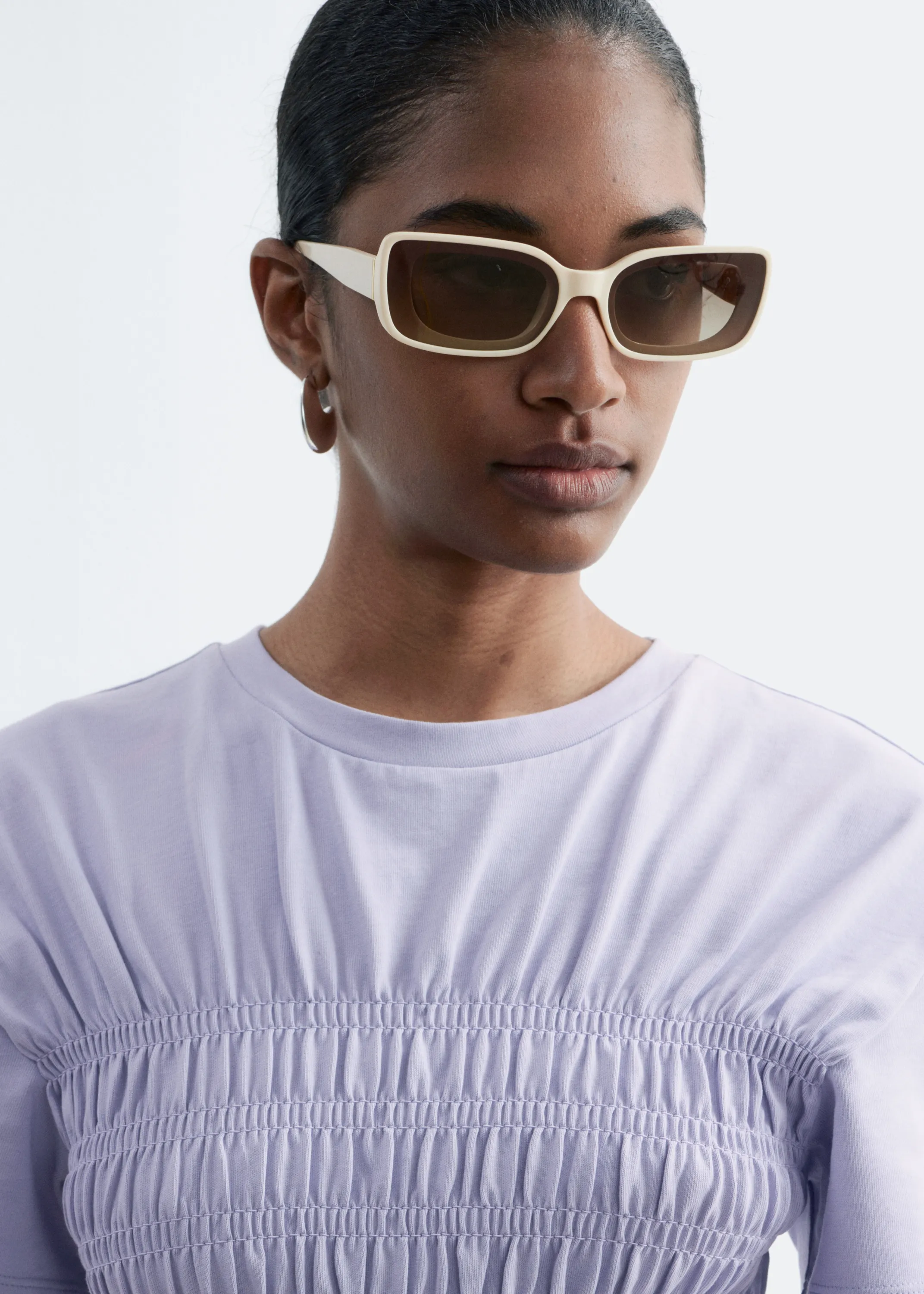 Robe midi à smocks - Lilas