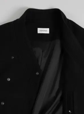 Kimono Bomber Jacket in Black Carded Wool — photo 4