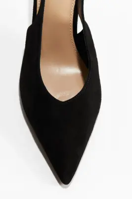 Escarpins en cuir velours avec bride arrière - Noir — photo 2