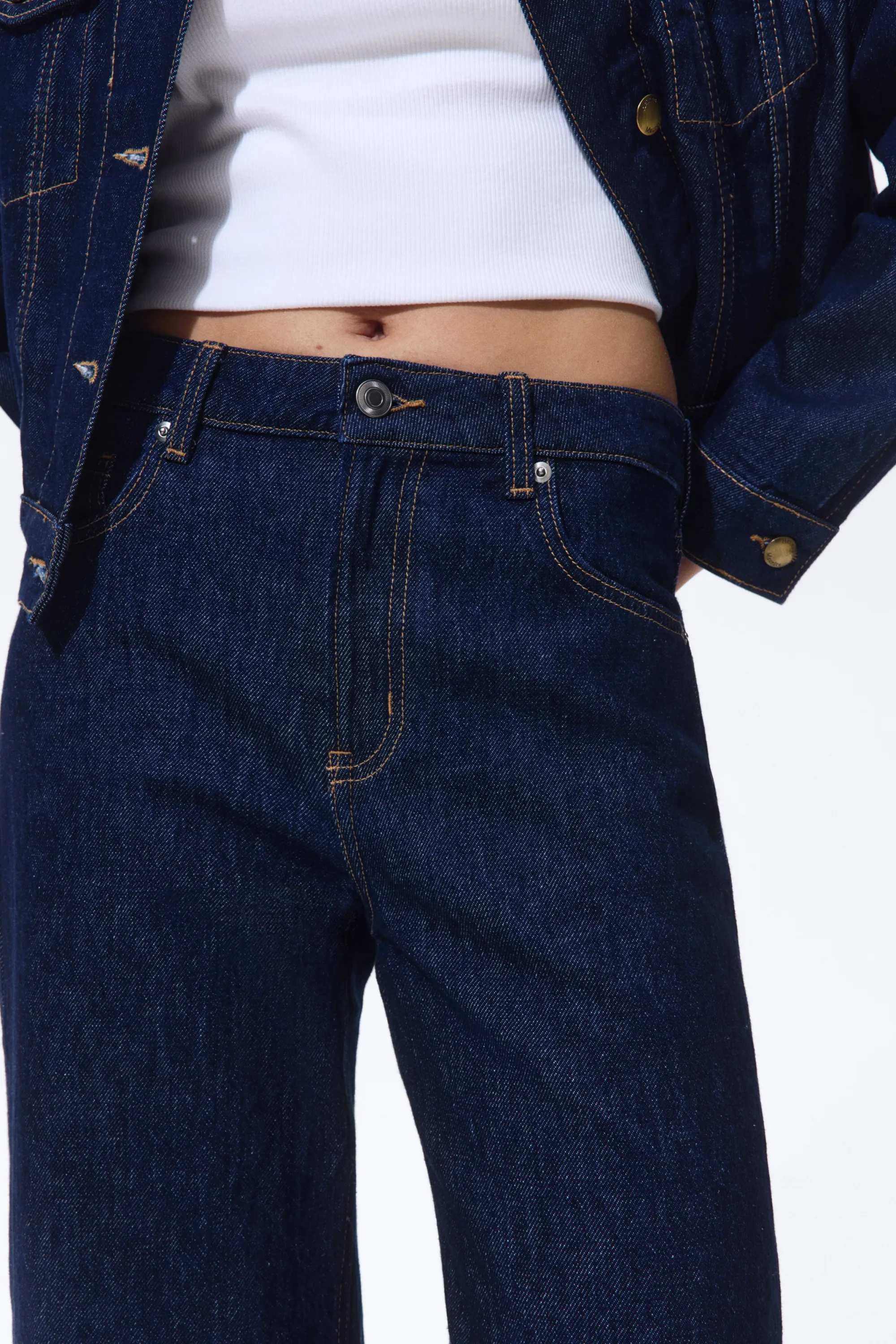Wide High Jeans - Bleu denim foncé