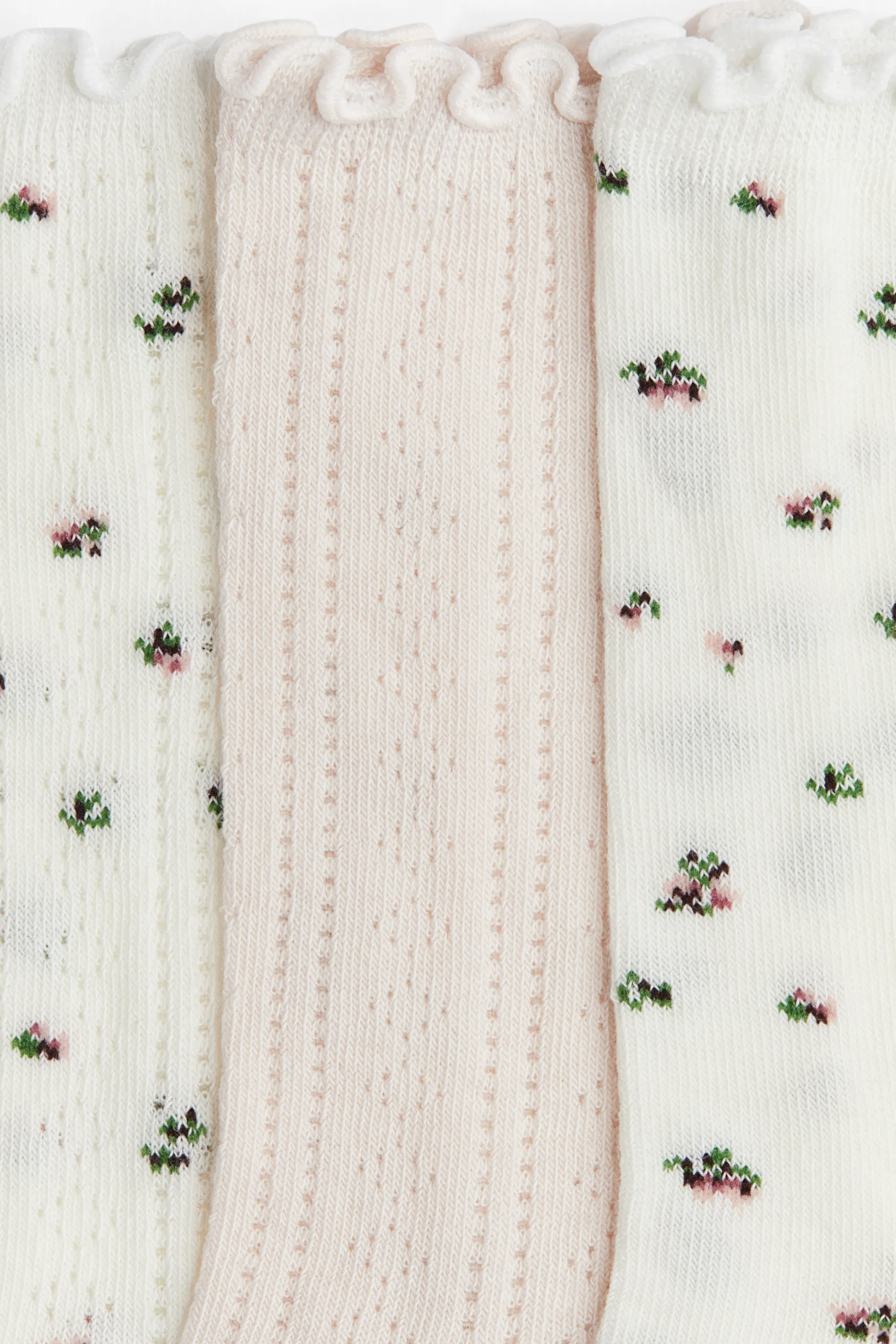 Lot de 3 paires de chaussettes en maille pointelle - Rose clair/fleuri