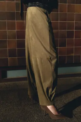 Pantalon barrel - Vert kaki foncé — photo 3