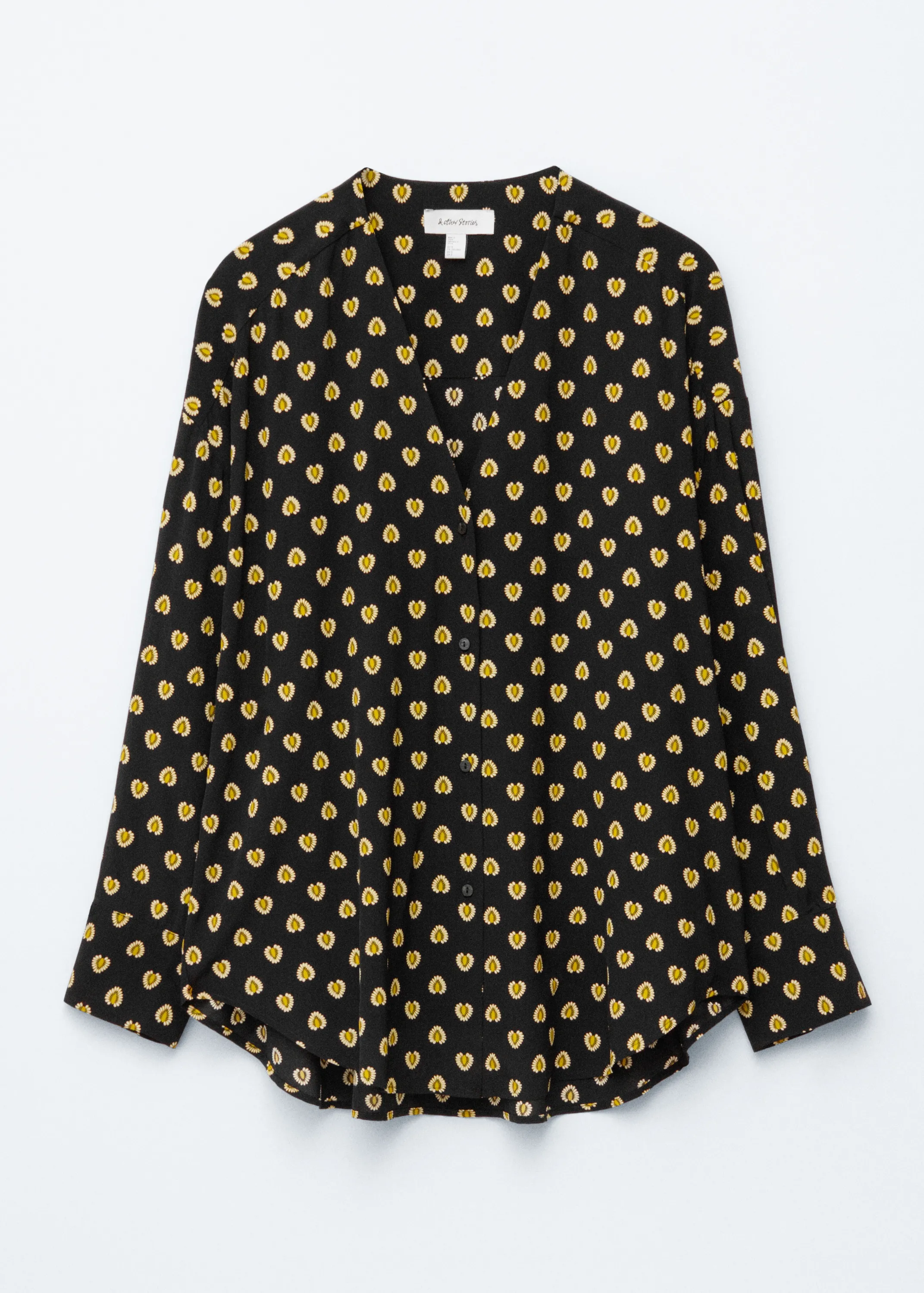 Blouse oversize imprimée à col en V - Motif noir/jaune