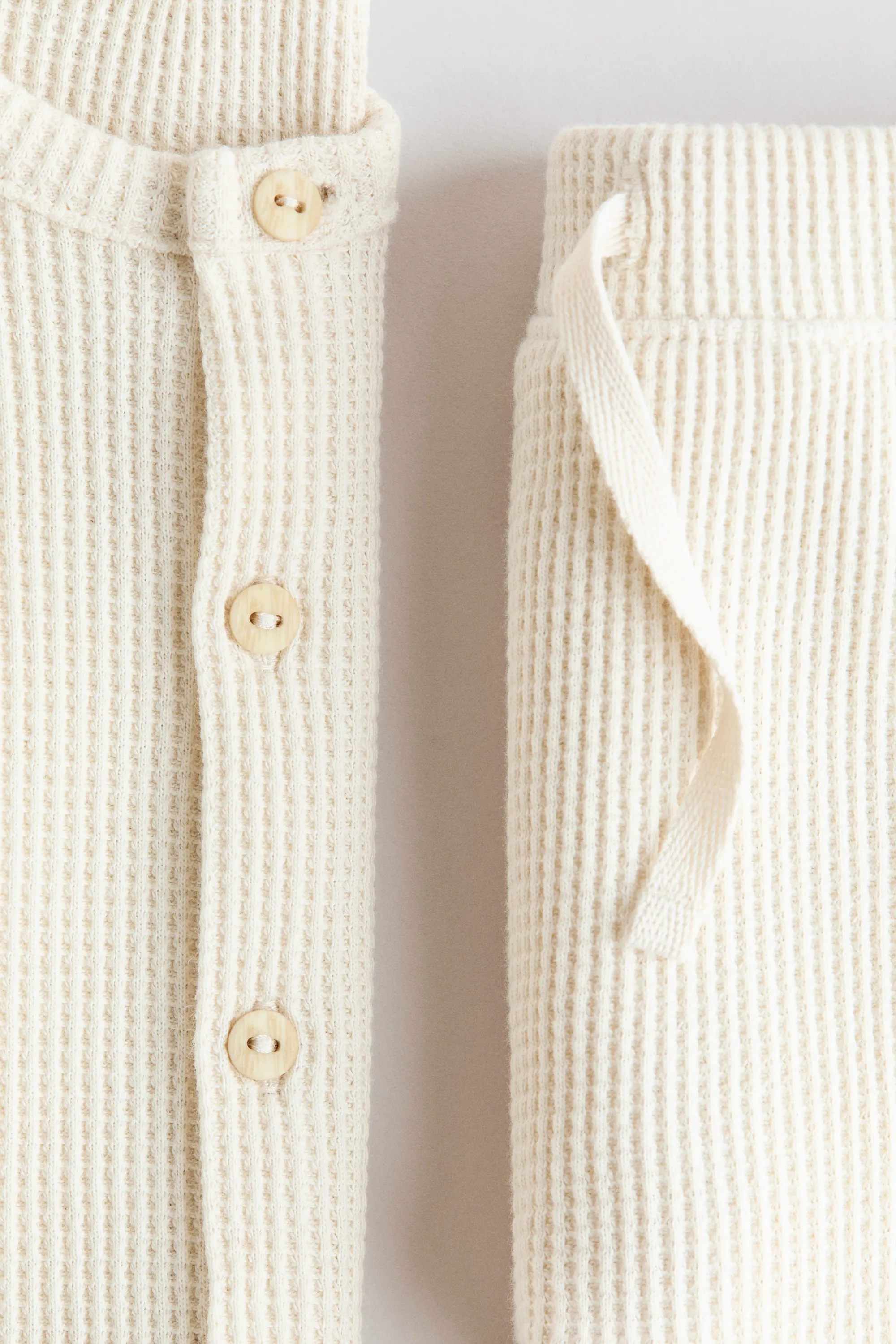 Ensemble 2 pièces en coton gaufré - Crème