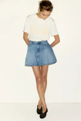 T-shirt avec motifs brodés - Blanc/beige — photo 1