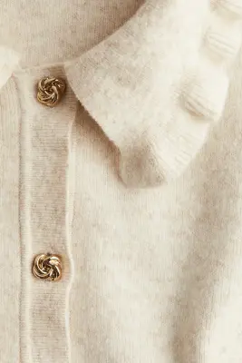 Gilet avec col - Beige clair chiné — photo 4