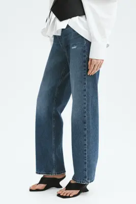 Straight High Waist Ankle Jeans - Bleu denim — photo 2