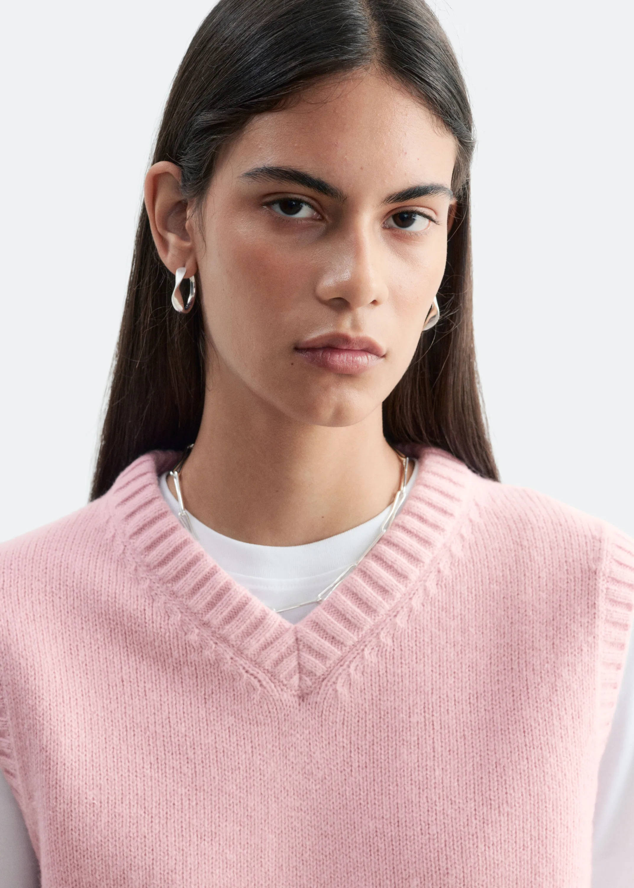 Débardeur en maille de laine et de coton - Rose