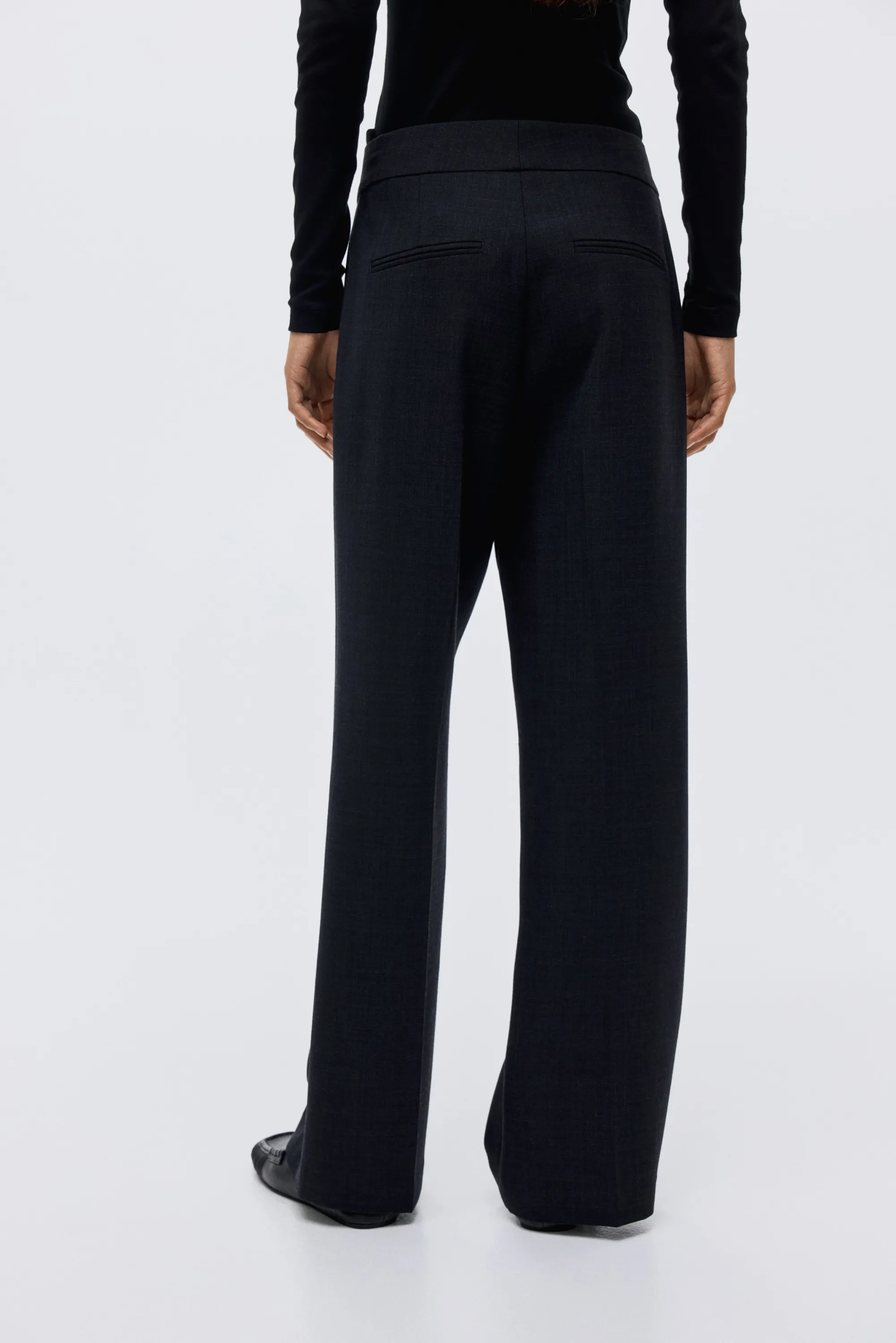 Pantalon en laine mélangée - Gris foncé