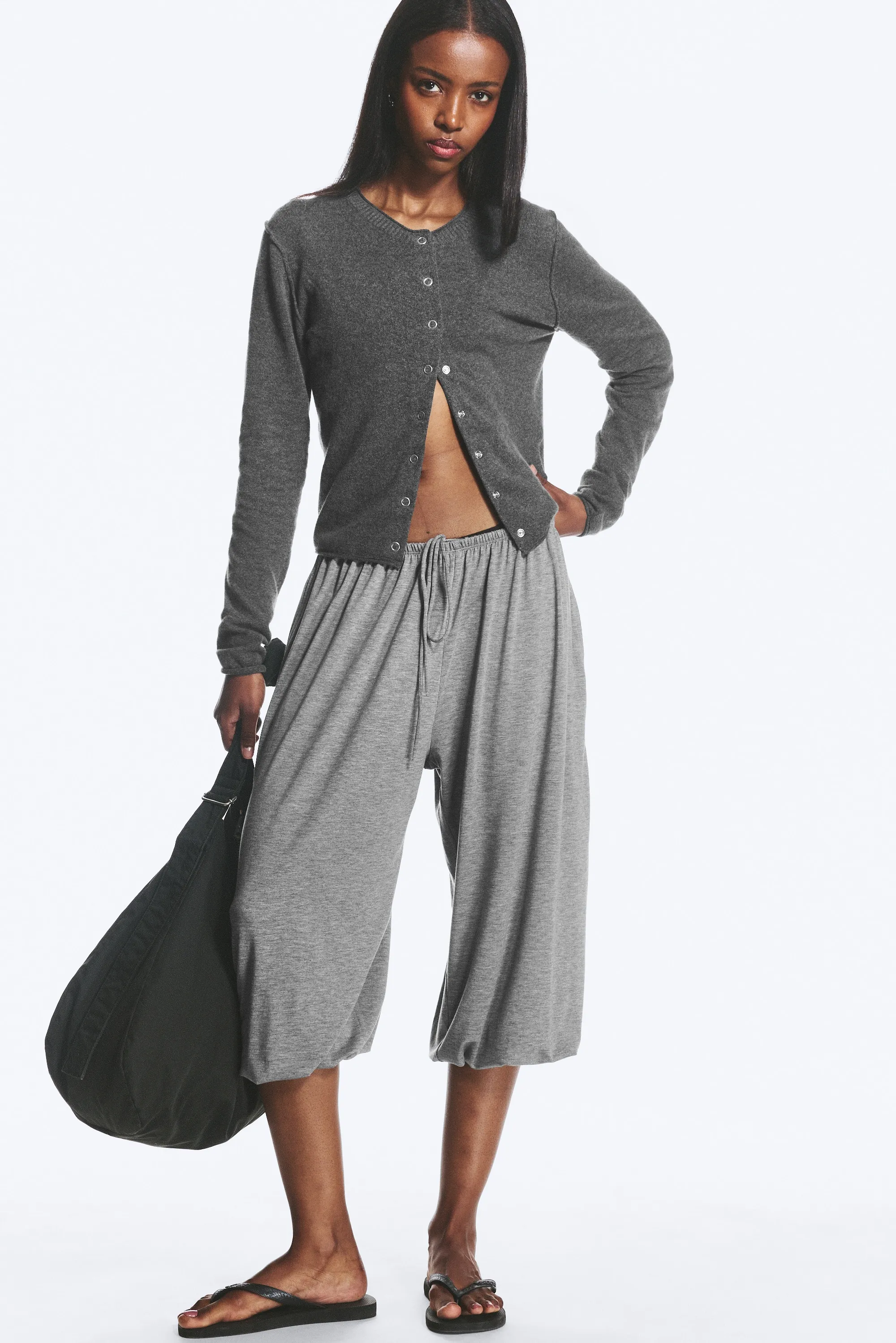 Cardigan ajusté - Gris foncé chiné