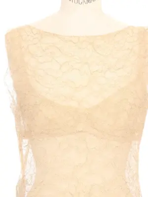 Top sans manche en dentelle de calais beige nude Spring 2005 Prix boutique 8500€ Taille 36 — photo 3