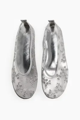 Ballerines brodées - Argenté — photo 1