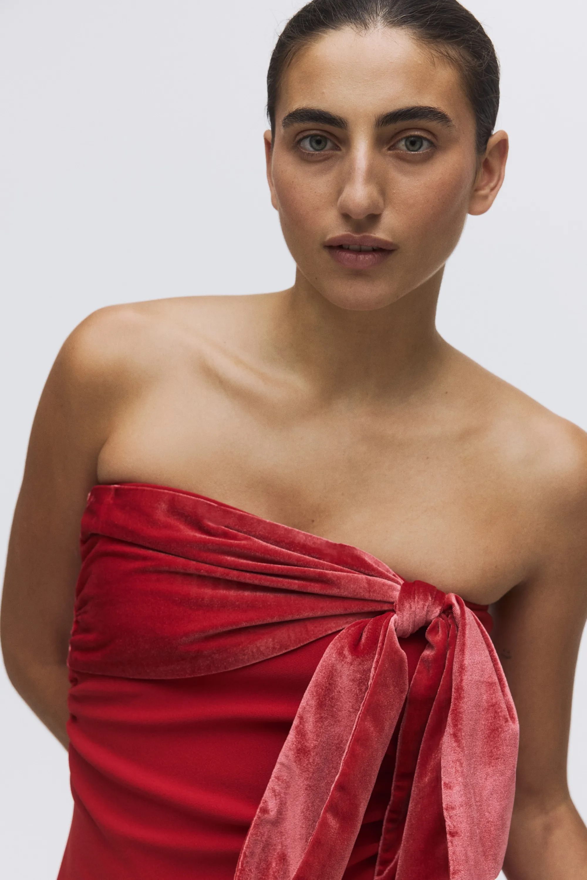 Robe tube avec nœud - Rouge