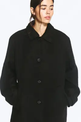 Manteau croisé mi-long - Noir — photo 1