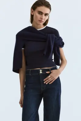 Wide High Waist Jeans - Bleu denim foncé — photo 1