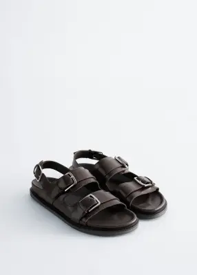 Sandales en cuir à boucle - Marron foncé — photo 2
