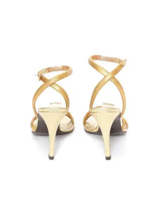 Sandales à talon et bride cheville en cuir doré Prix boutique 700€ Taille 37,5 — photo 4