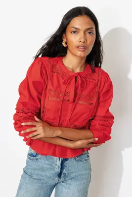 Blouse détail dentelle Femme — photo 2