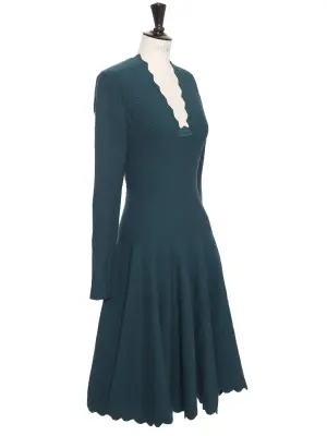 Robe GALAXY longueur midi en maille laine bleu canard Prix boutique 4000€ Taille 38 — photo 2