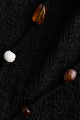 Top à bretelles fines avec perles fantaisie - Noir — photo 4