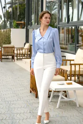 Yves Cotton Blouse - Light blue — photo 3