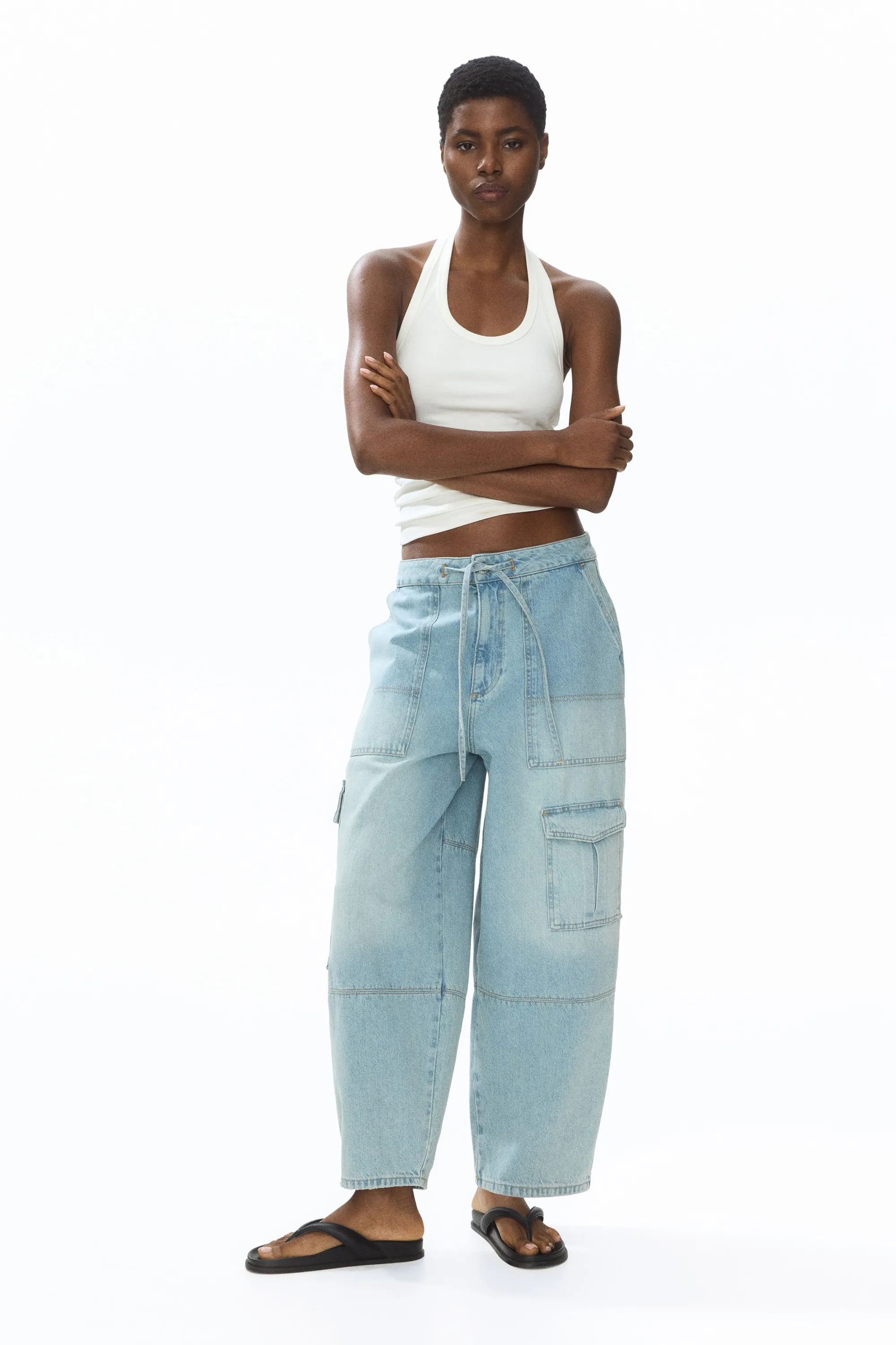 Barrel Regular Waist Ankle Jeans - Bleu denim clair