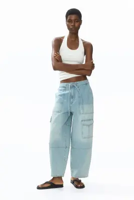 Barrel Regular Waist Ankle Jeans - Bleu denim clair — photo 1