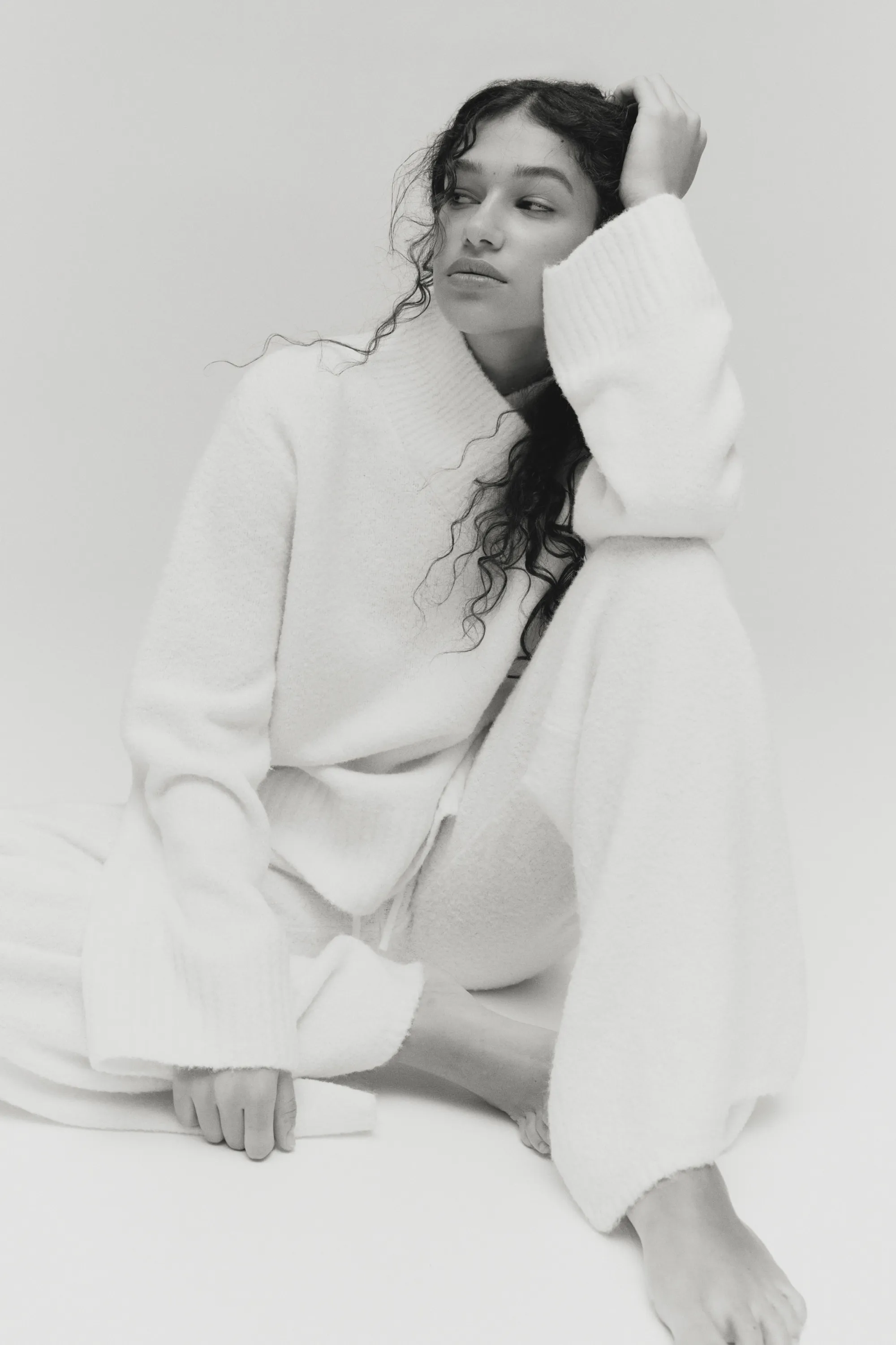 Pantalon en laine mélangée - Crème