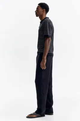 Pantalon Regular Fit en lin - Black — photo 4