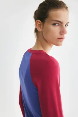 Top en jersey avec manches raglan - Bleu/color block — photo 2