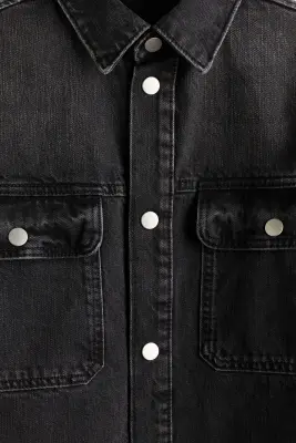 Surchemise en denim de coton - Noir denim — photo 4