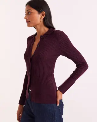 Cardigan Ombeline bordeaux — photo 5